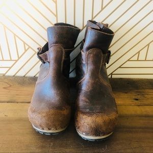 Sanita Brown Wooden Clog Boots, 8